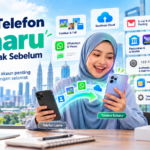 Wanita bertudung memindahkan data antara telefon lama dan baharu dengan senarai semak WhatsApp, gambar, akaun bank dan sandaran data sebelum reset telefon lama.