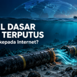 Ilustrasi kabel dasar laut terputus dan rangkaian internet antarabangsa