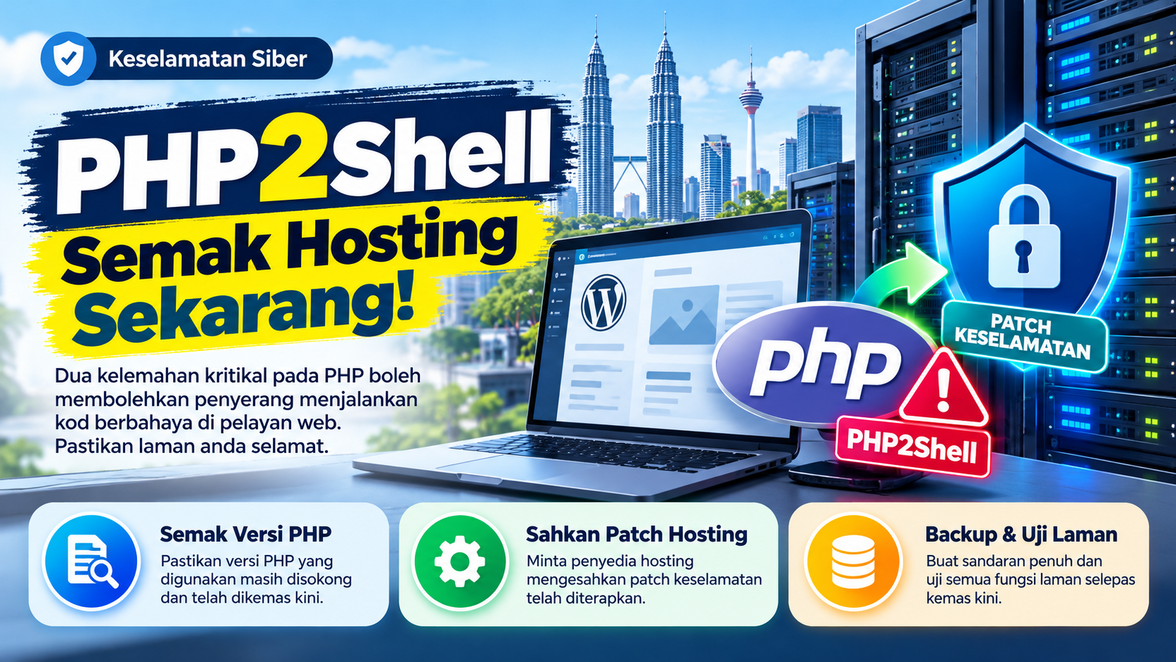 Ilustrasi semakan keselamatan PHP2Shell pada pelayan hosting
